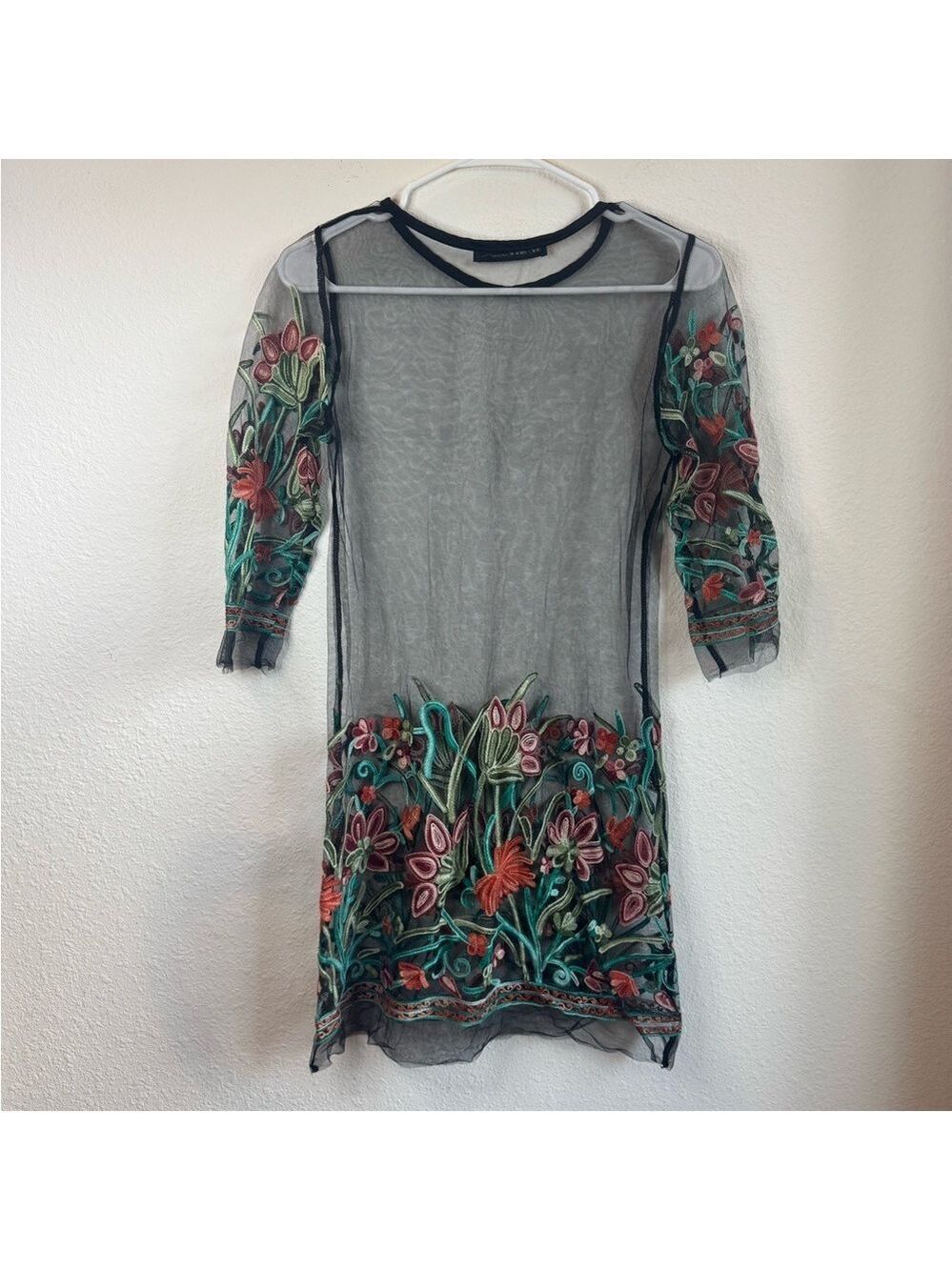 ZANZEA Embroidered Mesh Mini Dress - Picture 8 of 8